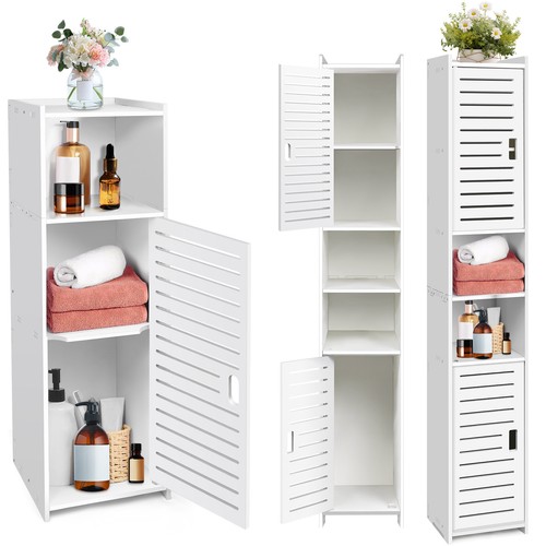White tall bathroom storage - bathroom,