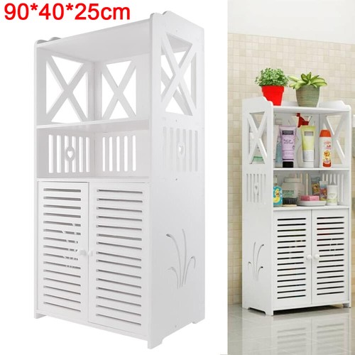 White bathroom storage cabinet - storage,