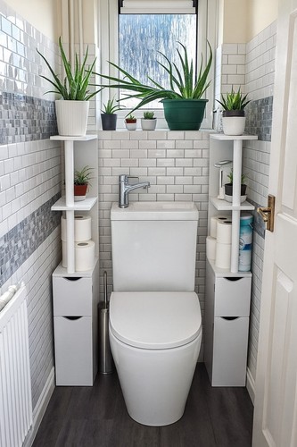 White bathroom storage cabinet - storage,