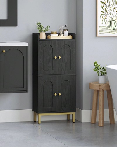 Black slim bathroom storage - black,